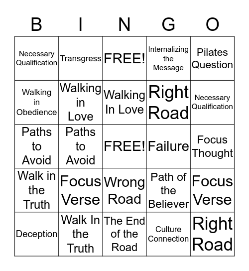 Walking In Truth Bingo Card