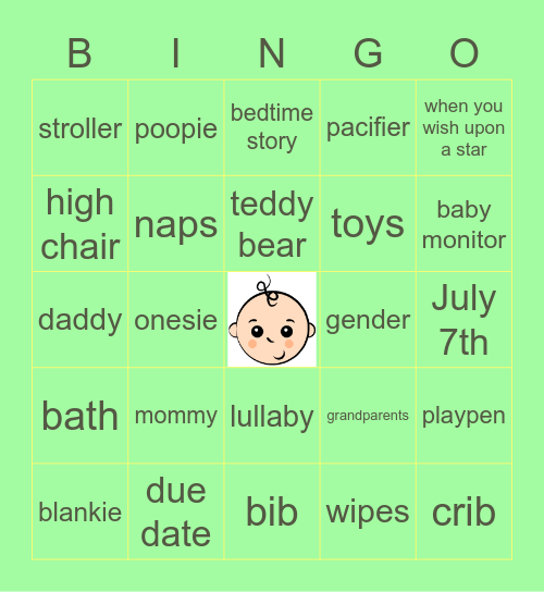 Baby Esgro Bingo! Bingo Card