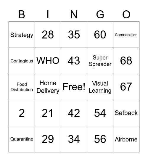 Number Bingo 1-75 Bingo Card