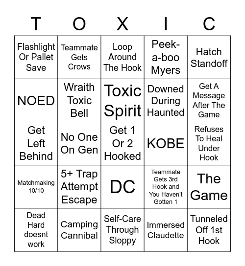 DBD Bingo Card