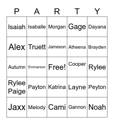 Zoom PARTY Bingo Card