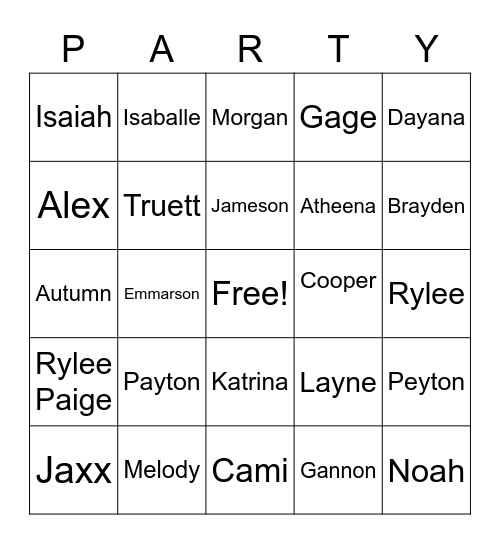 Zoom PARTY Bingo Card