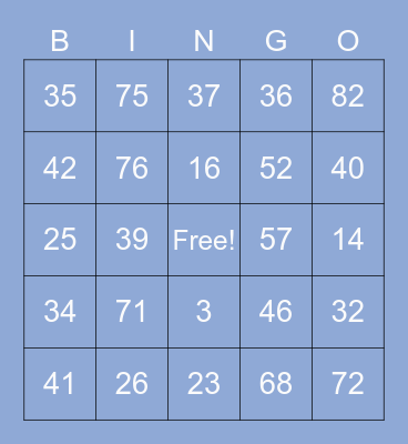 Family bingo night Bingo Card