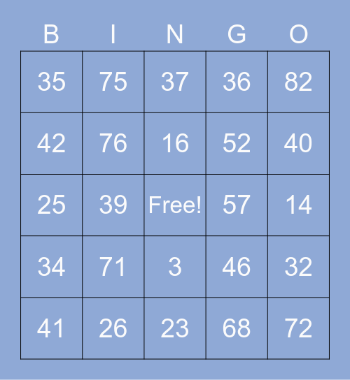 Family bingo night Bingo Card