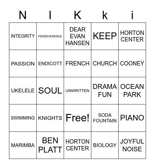 NICOLE IS A GRADUATE Bingo Card