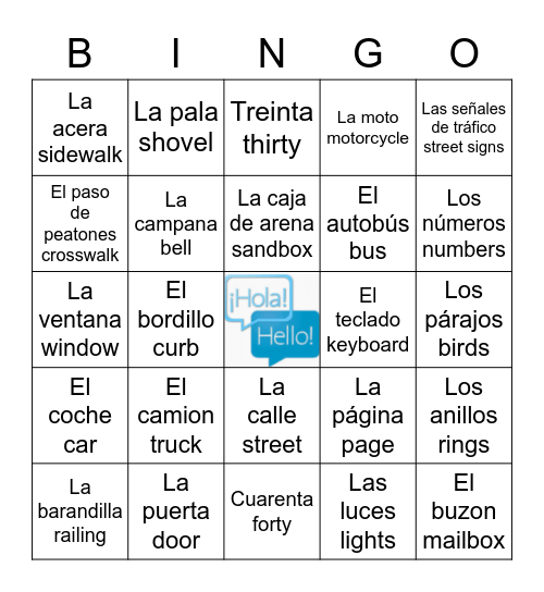 INTERCAMBIO Bingo Card