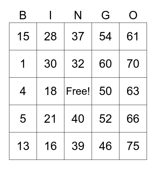 Kimberly's Bingo Card Bingo Card