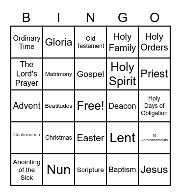 5th Grade Bingo Card