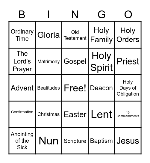 5th Grade Bingo Card