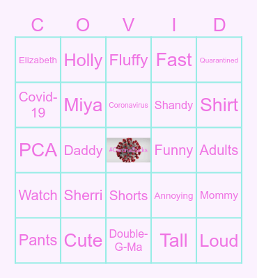 Covid Boredom Bingo Card