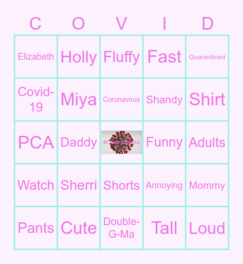 Covid Boredom Bingo Card