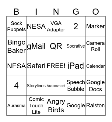NESA iPad Bingo Card