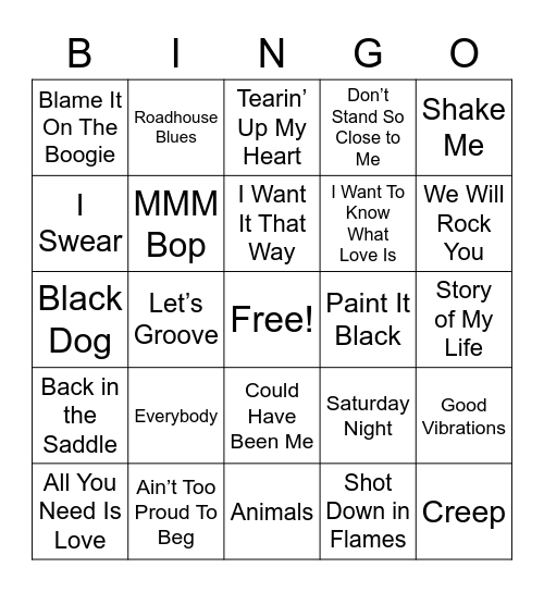 Round 1 - Boy (All Male) Bands Bingo Card