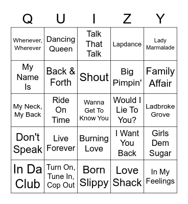 Let's Get Quizzical Bingo Card