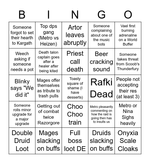 Batista Bombing BWL Bingo Card