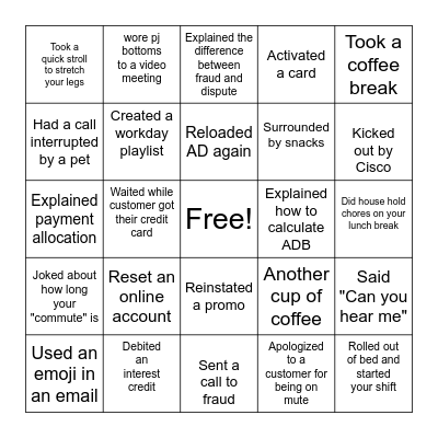 REMOTE WORK BINGO Card