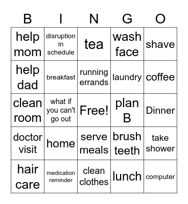 Routine Bingo Card