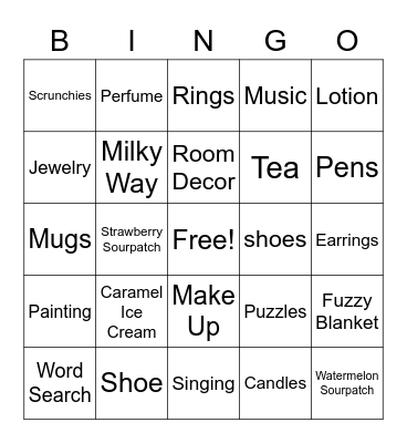 Rachael's Sweet 16 Bingo Card