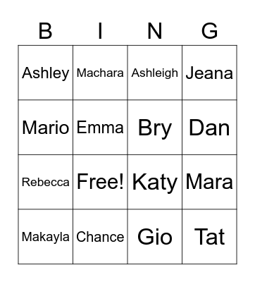 Best Buddies Bingo Card