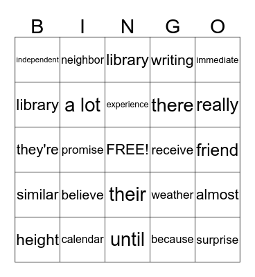 Friday Bingo! Bingo Card