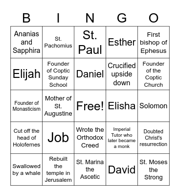 BIble Bingo Card