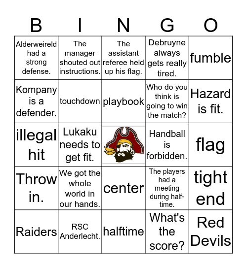 Football Bingo Card