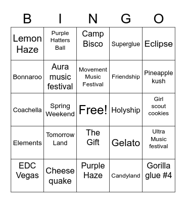 Round 1 Bingo Card