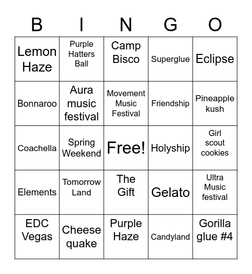 Round 1 Bingo Card