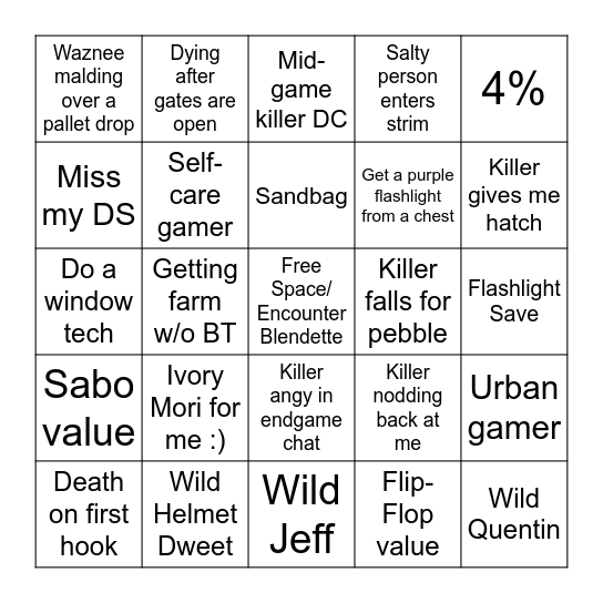 Survivor Bingo Card