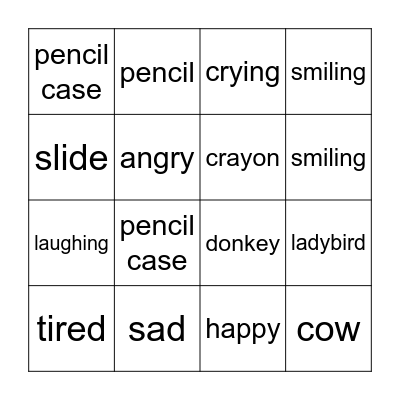 feelings bingo Card