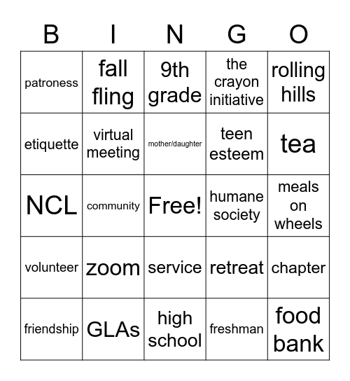 NCL Virtual Bingo Class of 2024 Bingo Card