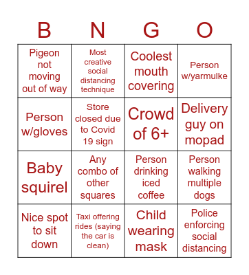 MIDTOWN COVID Bingo Card