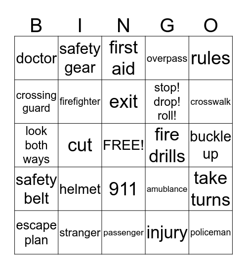 safety Bingo Card