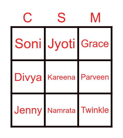 Quarantined CSM Bingo Card