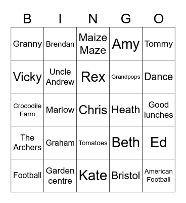 Julia & Chris Bingo Card