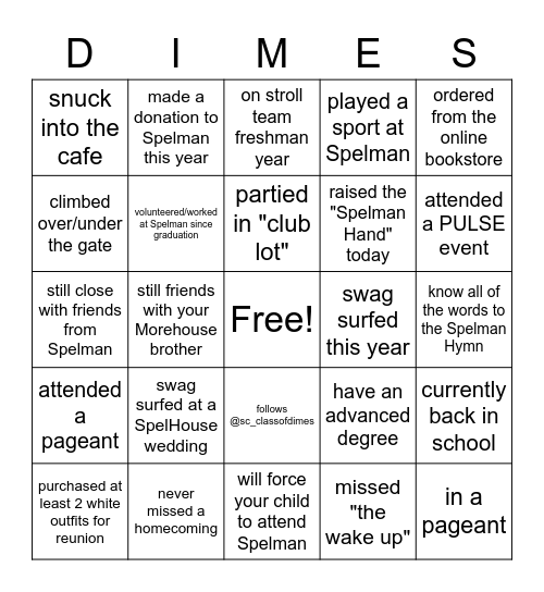 Spelman College Class of 2010 Bingo Card