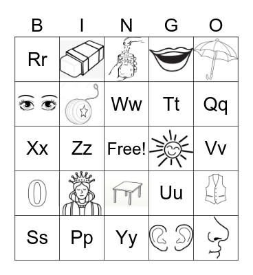 Pp~Zz words Bingo Card