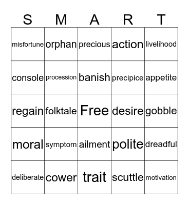 5th Grade Vocabulary Bingo Card