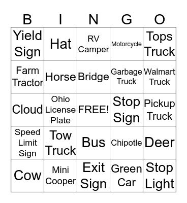Golden Corral Trip Bingo! Bingo Card