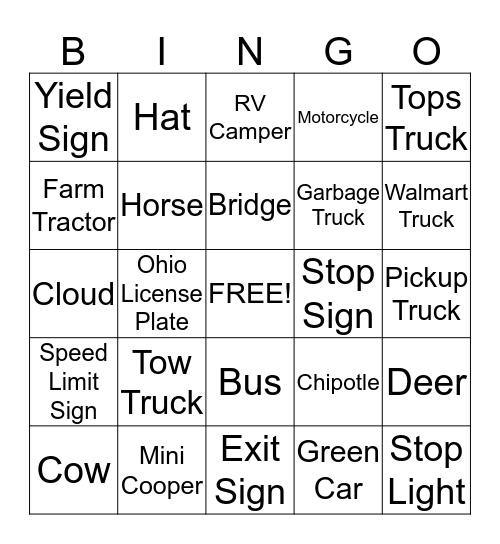 Golden Corral Trip Bingo! Bingo Card