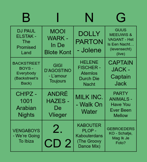 Bergse Ameezing Muziek Bingo Card