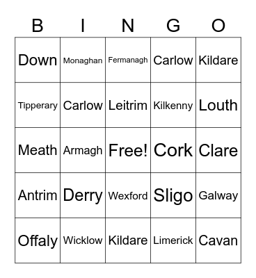 Counties of Ireland Bingo Card