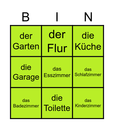 Hausraume Bingo Card