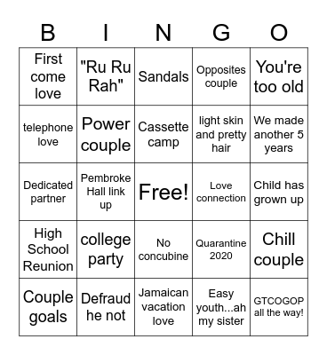 Christian Couples Bingo Card