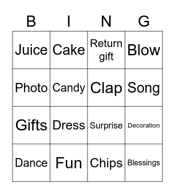 Birthday Bingo Card
