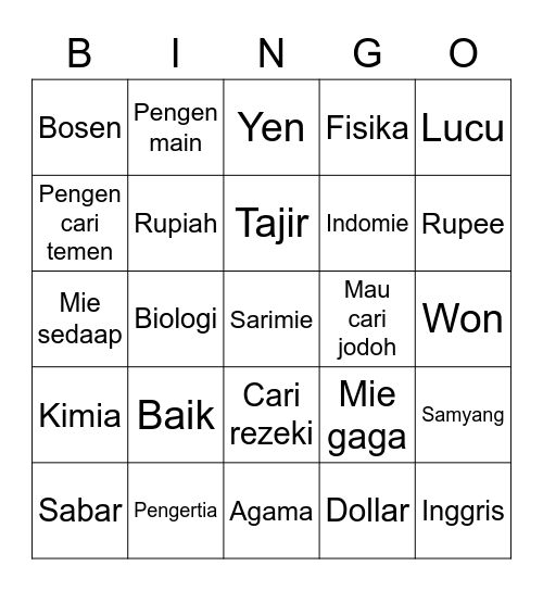 Jaehyun Bingo Card