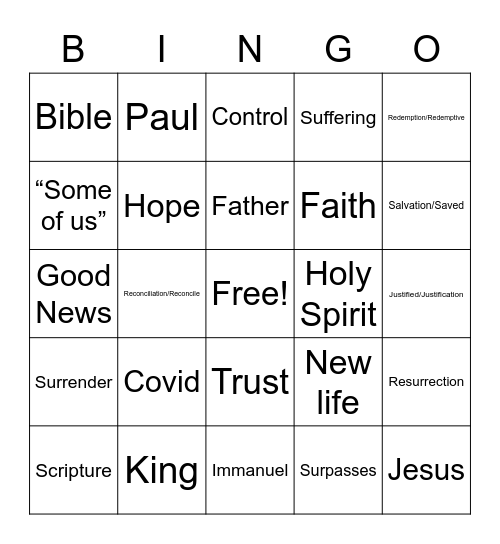 sermon Bingo Card