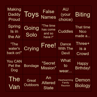 Spardacest Week Bingo Card