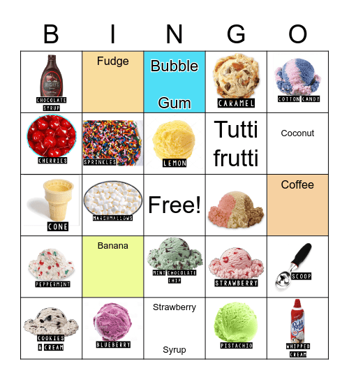 Ice Cream Bingo Card