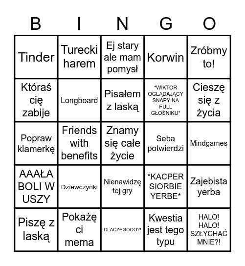 Kacper i Wiktor Bingo Card